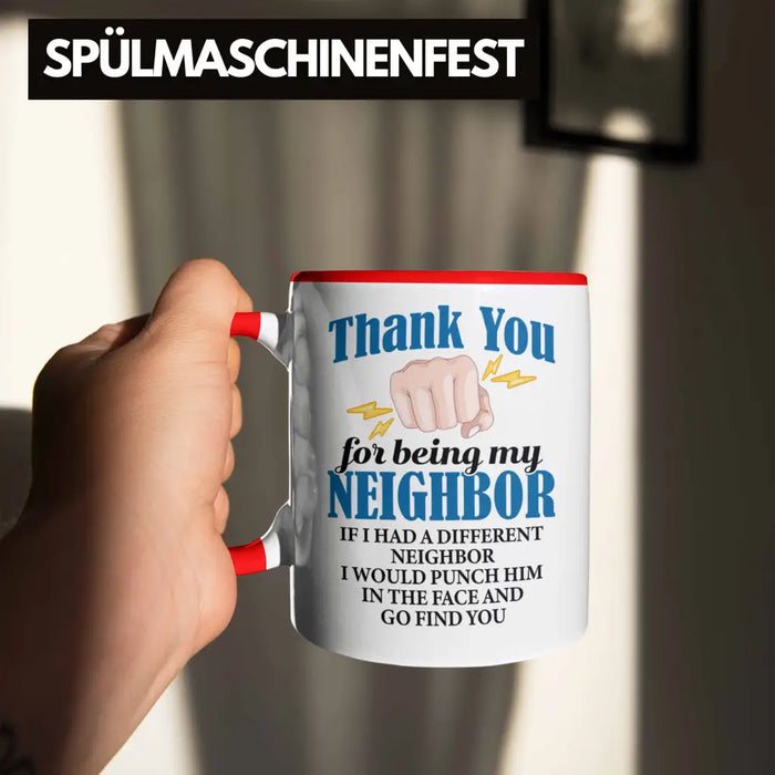 Bester Nachbar Geschenk für Nachbarn Tasse Geschenkidee Beste Nachbarn der Welt Rot Trendation