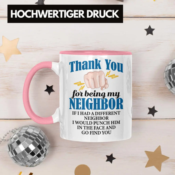 Bester Nachbar Geschenk für Nachbarn Tasse Geschenkidee Beste Nachbarn der Welt Rosa Trendation