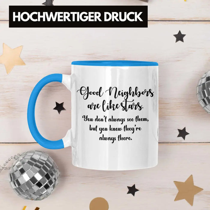 Bester Nachbar Geschenk für Nachbarn Tasse Geschenkidee Beste Nachbarn der Welt Nachbarin Blau Trendation