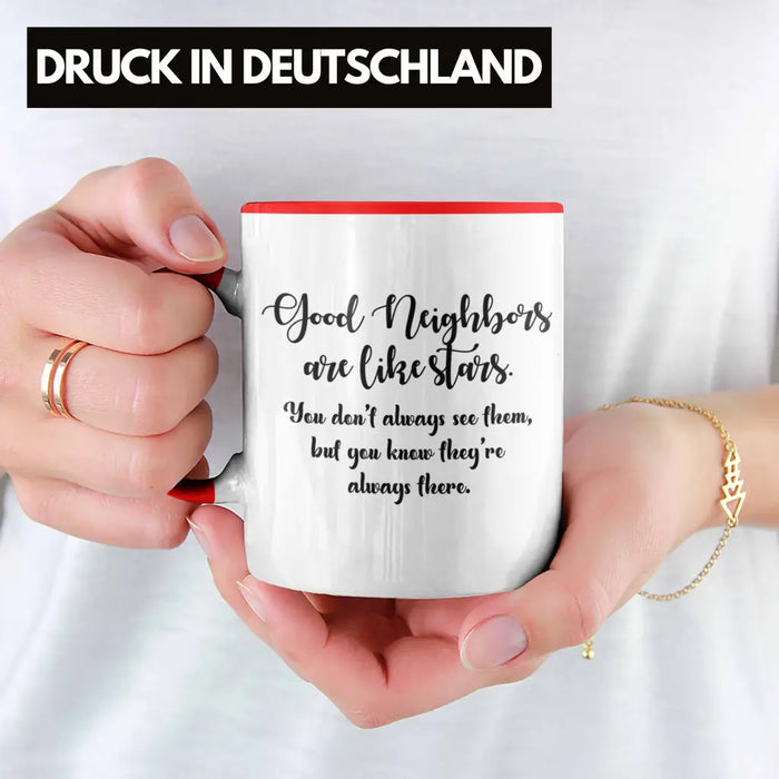Bester Nachbar Geschenk für Nachbarn Tasse Geschenkidee Beste Nachbarn der Welt Nachbarin Rot Trendation