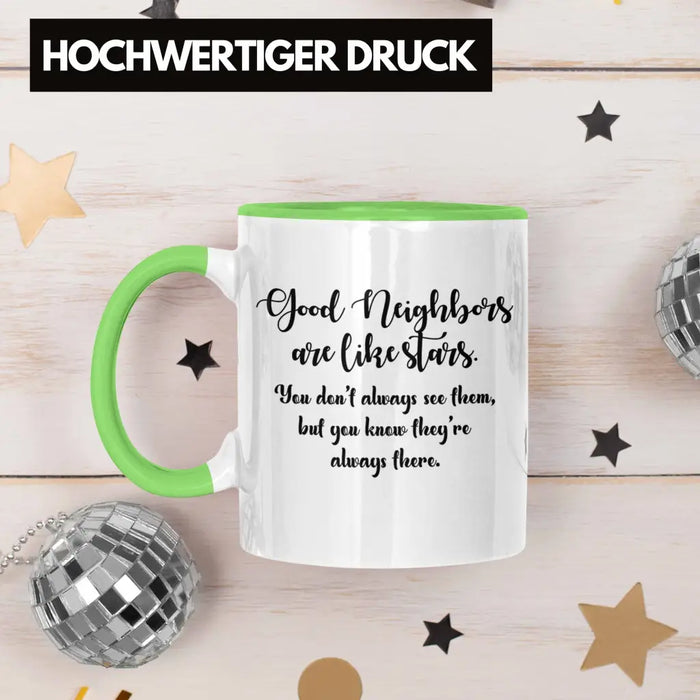 Bester Nachbar Geschenk für Nachbarn Tasse Geschenkidee Beste Nachbarn der Welt Nachbarin Grün Trendation
