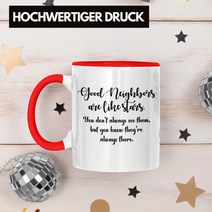 Bester Nachbar Geschenk für Nachbarn Tasse Geschenkidee Beste Nachbarn der Welt Nachbarin Rot Trendation