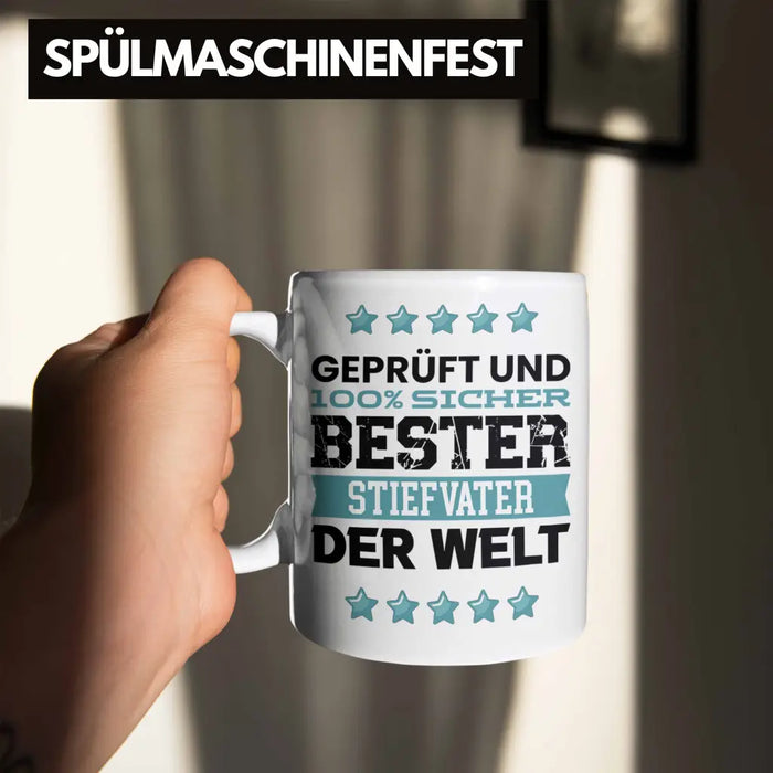 Bester Stiefvater Der Welt Geschenk Tasse für Vatertag Geburtstag Geschenkidee Stiefpapa Weiß Trendation