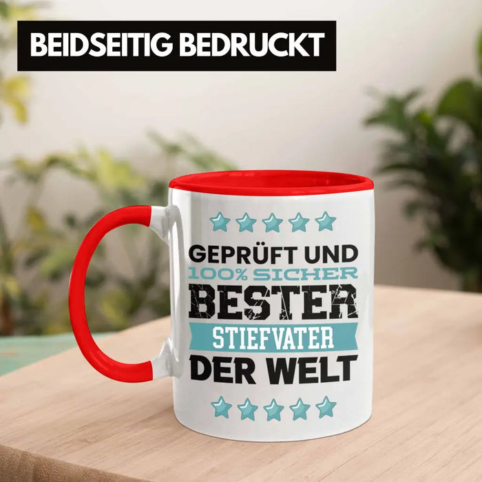 Bester Stiefvater Der Welt Geschenk Tasse für Vatertag Geburtstag Geschenkidee Stiefpapa Rot Trendation