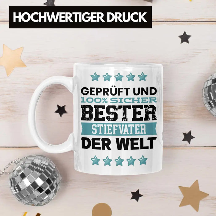 Bester Stiefvater Der Welt Geschenk Tasse für Vatertag Geburtstag Geschenkidee Stiefpapa Weiß Trendation