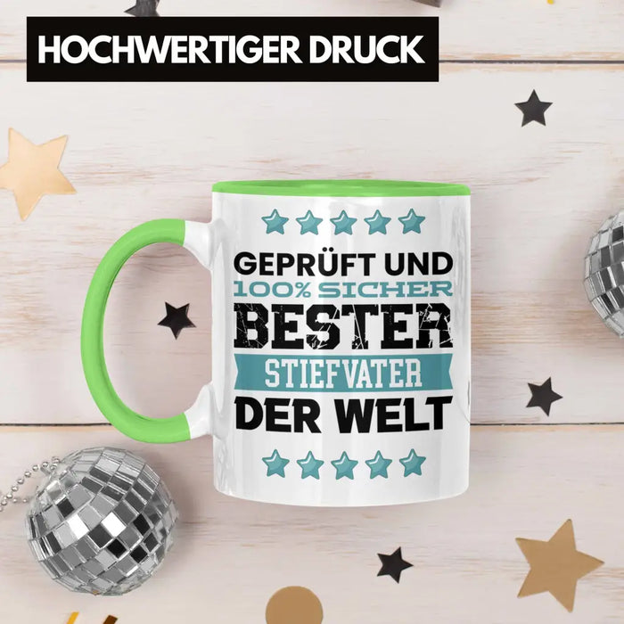 Bester Stiefvater Der Welt Geschenk Tasse für Vatertag Geburtstag Geschenkidee Stiefpapa Grün Trendation