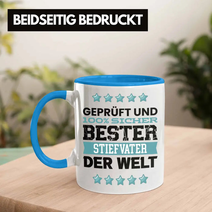 Bester Stiefvater Der Welt Geschenk Tasse für Vatertag Geburtstag Geschenkidee Stiefpapa Blau Trendation