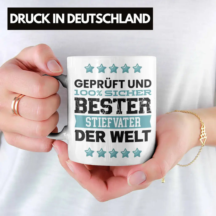 Bester Stiefvater Der Welt Geschenk Tasse für Vatertag Geburtstag Geschenkidee Stiefpapa Weiß Trendation