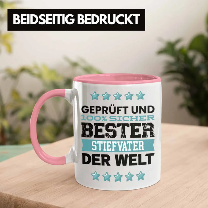 Bester Stiefvater Der Welt Geschenk Tasse für Vatertag Geburtstag Geschenkidee Stiefpapa Rosa Trendation
