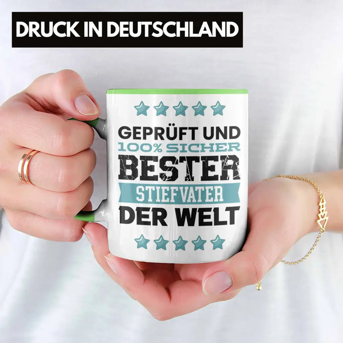 Bester Stiefvater Der Welt Geschenk Tasse für Vatertag Geburtstag Geschenkidee Stiefpapa Grün Trendation