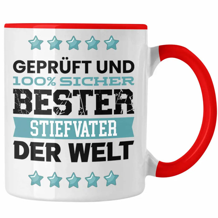 Bester Stiefvater Der Welt Geschenk Tasse für Vatertag Geburtstag Geschenkidee Stiefpapa Rot Trendation