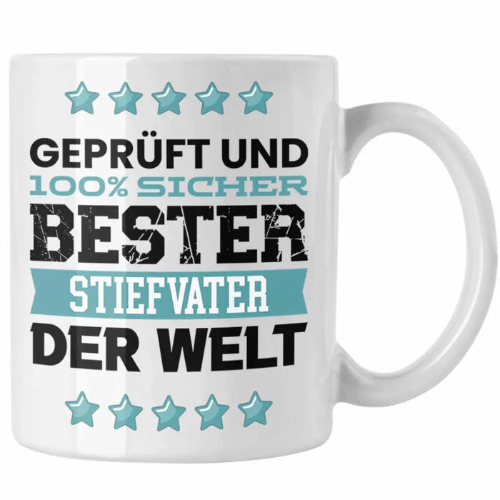 Bester Stiefvater Der Welt Geschenk Tasse für Vatertag Geburtstag Geschenkidee Stiefpapa Weiß Trendation