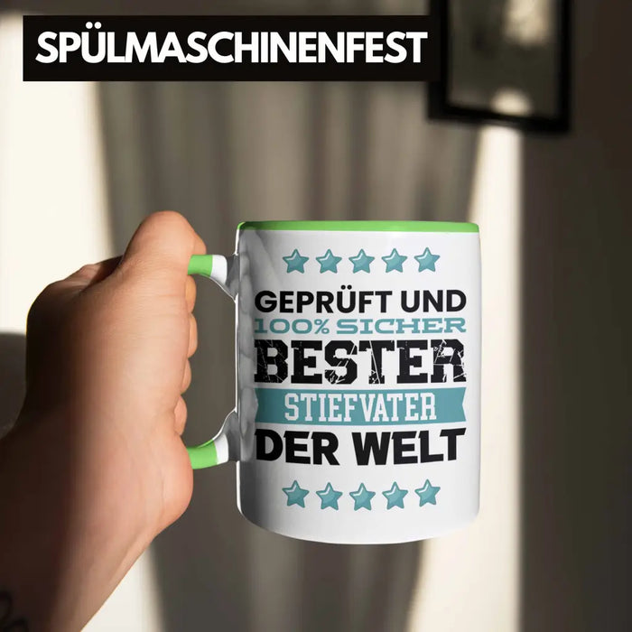 Bester Stiefvater Der Welt Geschenk Tasse für Vatertag Geburtstag Geschenkidee Stiefpapa Grün Trendation