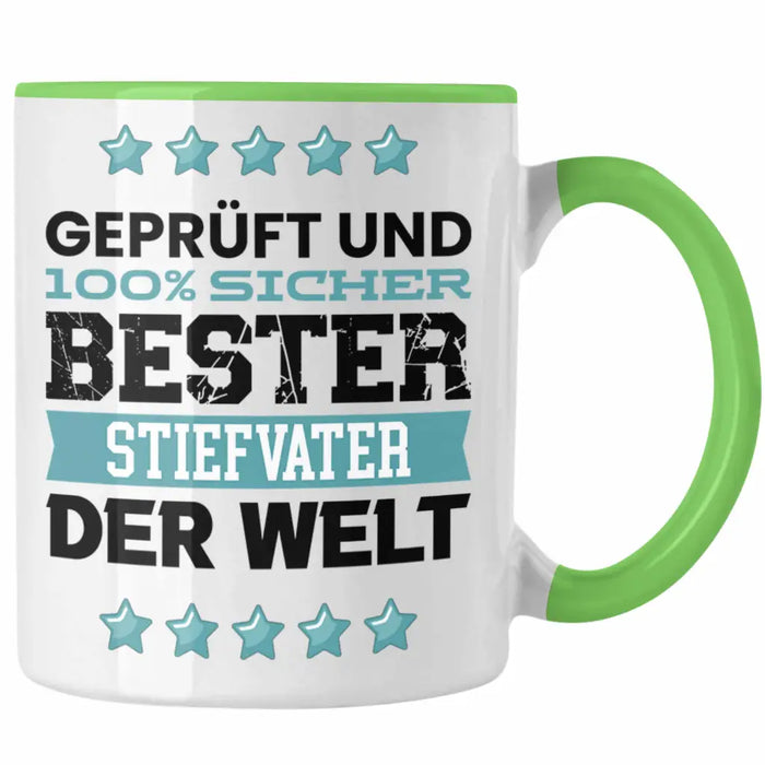 Bester Stiefvater Der Welt Geschenk Tasse für Vatertag Geburtstag Geschenkidee Stiefpapa Grün Trendation
