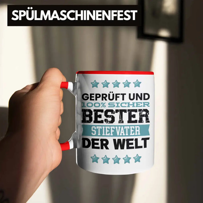 Bester Stiefvater Der Welt Geschenk Tasse für Vatertag Geburtstag Geschenkidee Stiefpapa Rot Trendation