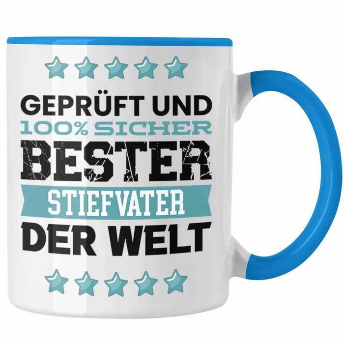 Bester Stiefvater Der Welt Geschenk Tasse für Vatertag Geburtstag Geschenkidee Stiefpapa Blau Trendation