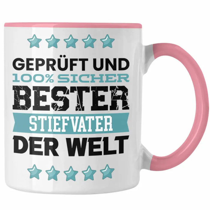 Bester Stiefvater Der Welt Geschenk Tasse für Vatertag Geburtstag Geschenkidee Stiefpapa Rosa Trendation