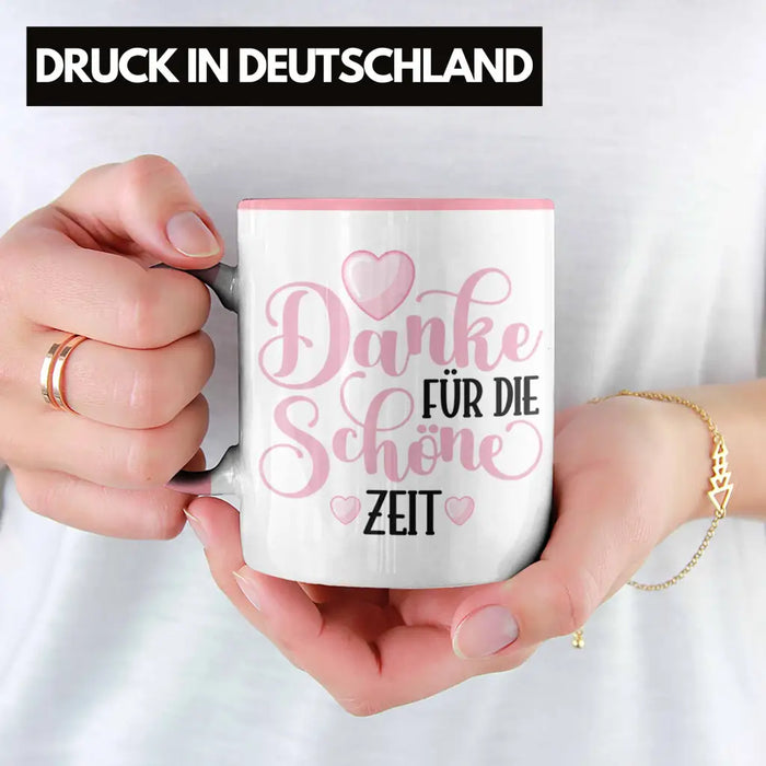 Danke für Die Schöne Zeit Tasse Geschenk Abschied Kollege Lehrerin Kollegin Freundin Abschiedsgeschenk Spruch Jobwechsel Neuer Job Rosa Trendation