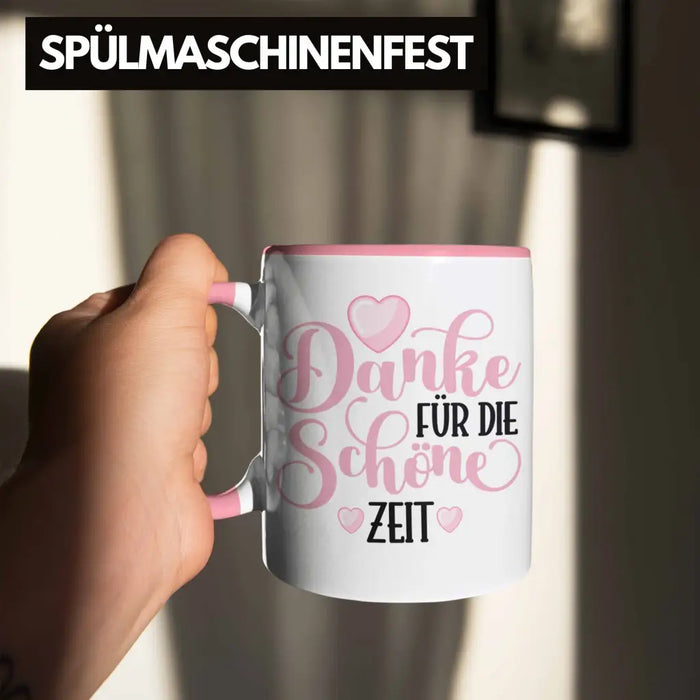 Danke für Die Schöne Zeit Tasse Geschenk Abschied Kollege Lehrerin Kollegin Freundin Abschiedsgeschenk Spruch Jobwechsel Neuer Job Rosa Trendation