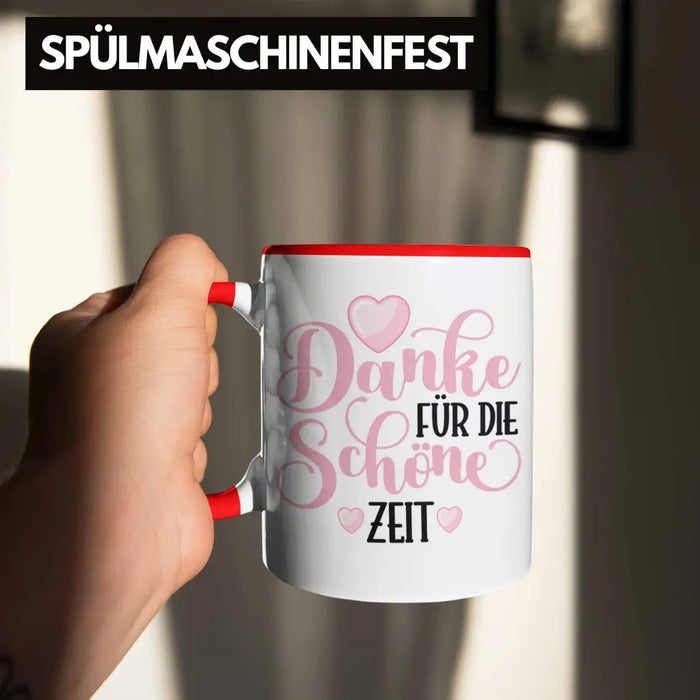 Danke für Die Schöne Zeit Tasse Geschenk Abschied Kollege Lehrerin Kollegin Freundin Abschiedsgeschenk Spruch Jobwechsel Neuer Job Rot Trendation