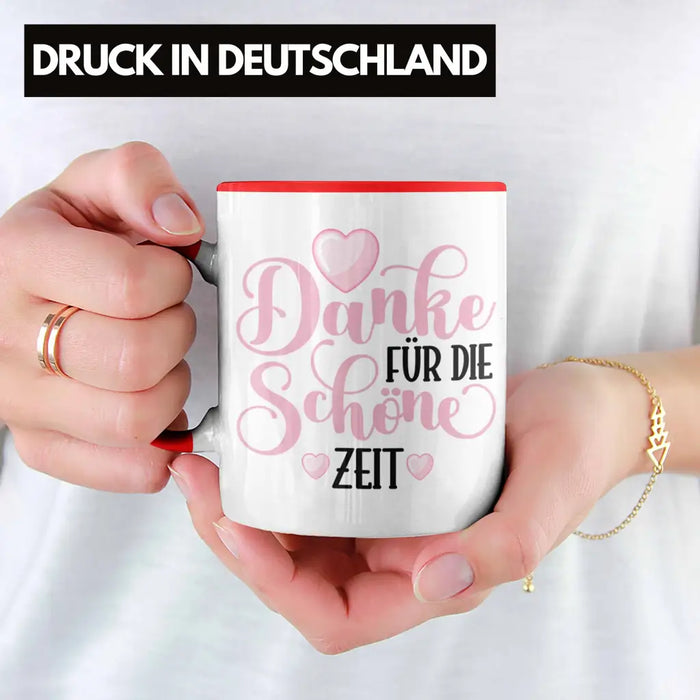 Danke für Die Schöne Zeit Tasse Geschenk Abschied Kollege Lehrerin Kollegin Freundin Abschiedsgeschenk Spruch Jobwechsel Neuer Job Rot Trendation