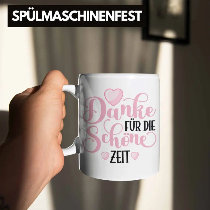 Danke für Die Schöne Zeit Tasse Geschenk Abschied Kollege Lehrerin Kollegin Freundin Abschiedsgeschenk Spruch Jobwechsel Neuer Job Weiß Trendation