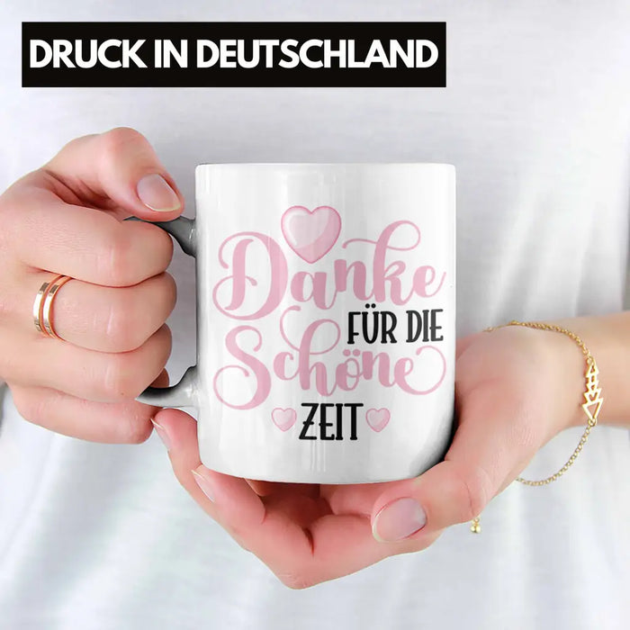 Danke für Die Schöne Zeit Tasse Geschenk Abschied Kollege Lehrerin Kollegin Freundin Abschiedsgeschenk Spruch Jobwechsel Neuer Job Weiß Trendation
