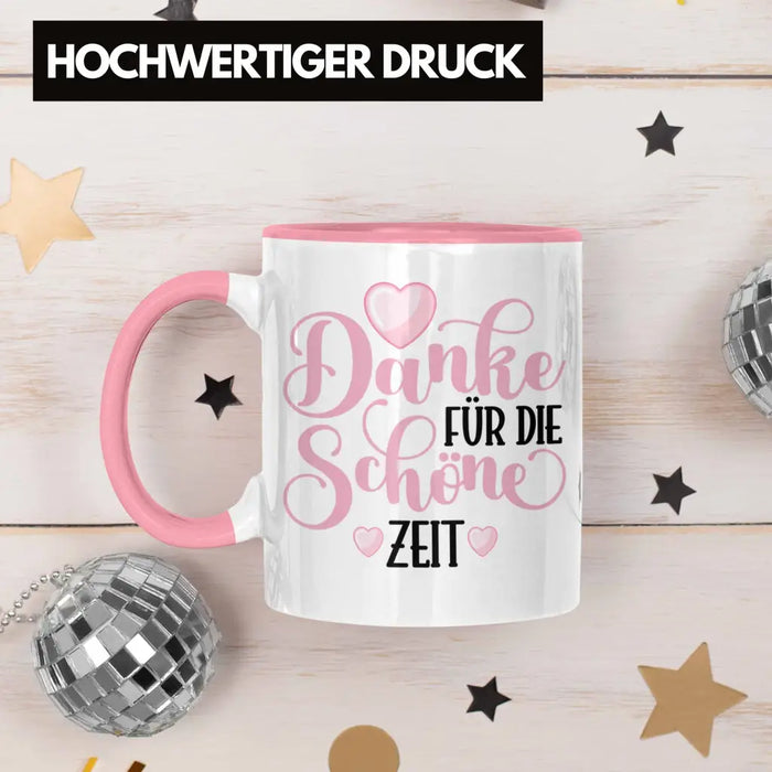 Danke für Die Schöne Zeit Tasse Geschenk Abschied Kollege Lehrerin Kollegin Freundin Abschiedsgeschenk Spruch Jobwechsel Neuer Job Rosa Trendation