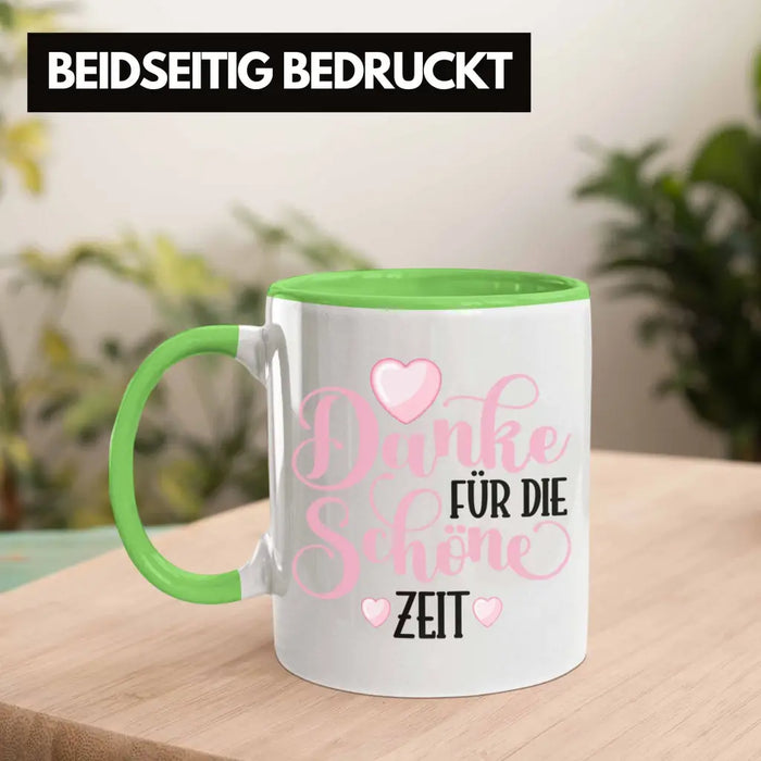 Danke für Die Schöne Zeit Tasse Geschenk Abschied Kollege Lehrerin Kollegin Freundin Abschiedsgeschenk Spruch Jobwechsel Neuer Job Grün Trendation