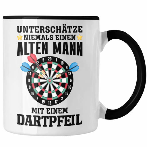 Dart Tasse Unterschätze Niemals Einen Alten Mann Mit Einem Dartpfeil Spruch Männer Dart-Spieler Geschenkidee Trendation