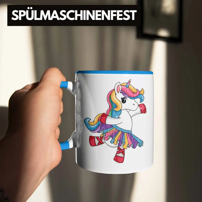Einhorn Tasse Geschenk Mädchen Tochter Einhörner Grafik Pferde Reiterin Geschenkidee Frau Mama Blau Trendation