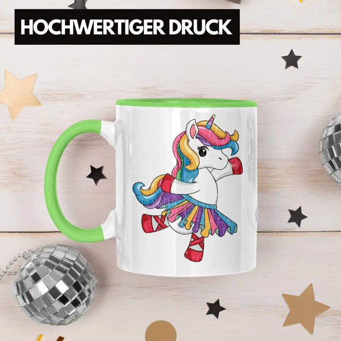 Einhorn Tasse Geschenk Mädchen Tochter Einhörner Grafik Pferde Reiterin Geschenkidee Frau Mama Grün Trendation