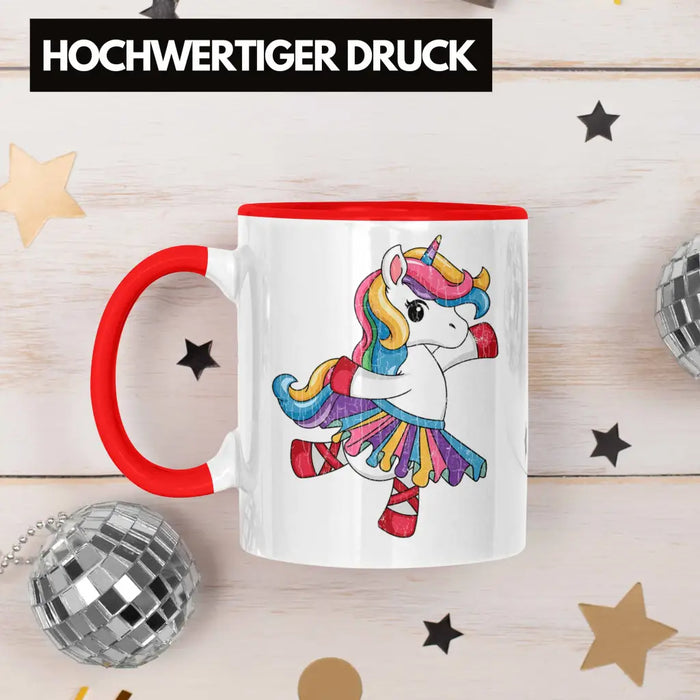 Einhorn Tasse Geschenk Mädchen Tochter Einhörner Grafik Pferde Reiterin Geschenkidee Frau Mama Rot Trendation