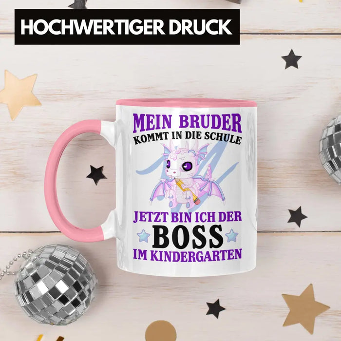 Einschulung Geschenk für Schultüte Füllung Tasse Schulstart 1. Schultag Schuleinführung Schulanfang Geschenkidee Schulkind Jungs Bruder Rosa Trendation