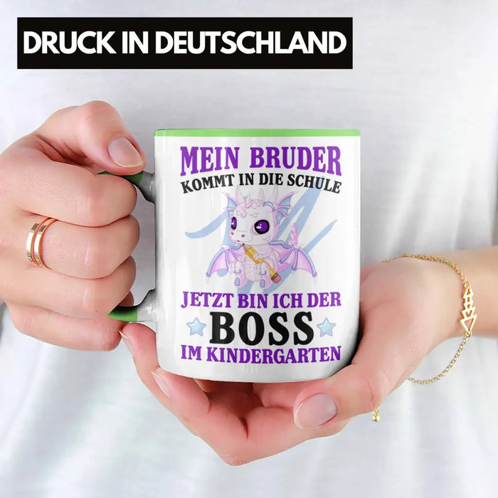 Einschulung Geschenk für Schultüte Füllung Tasse Schulstart 1. Schultag Schuleinführung Schulanfang Geschenkidee Schulkind Jungs Bruder Grün Trendation