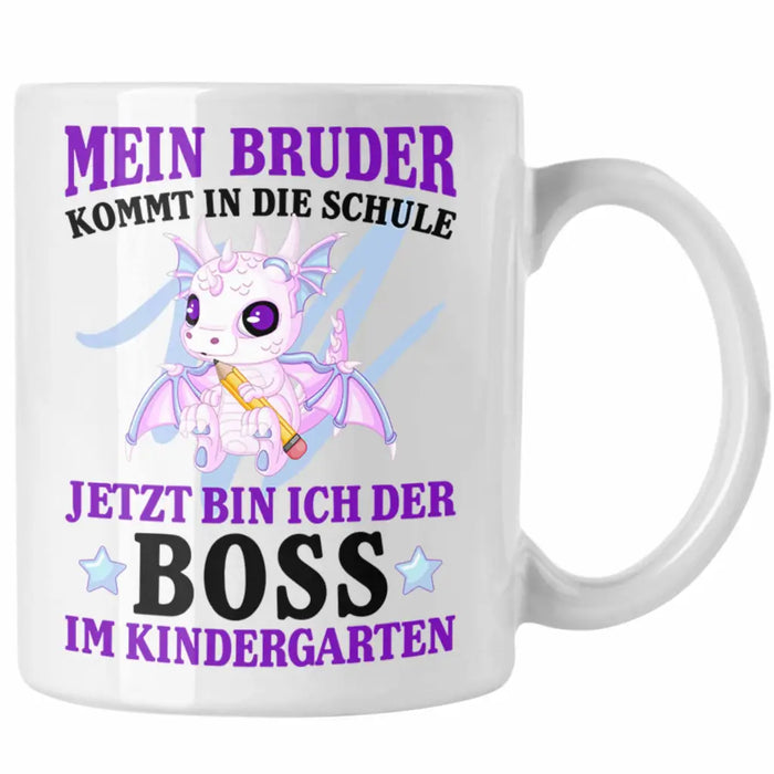 Einschulung Geschenk für Schultüte Füllung Tasse Schulstart 1. Schultag Schuleinführung Schulanfang Geschenkidee Schulkind Jungs Bruder Weiß Trendation