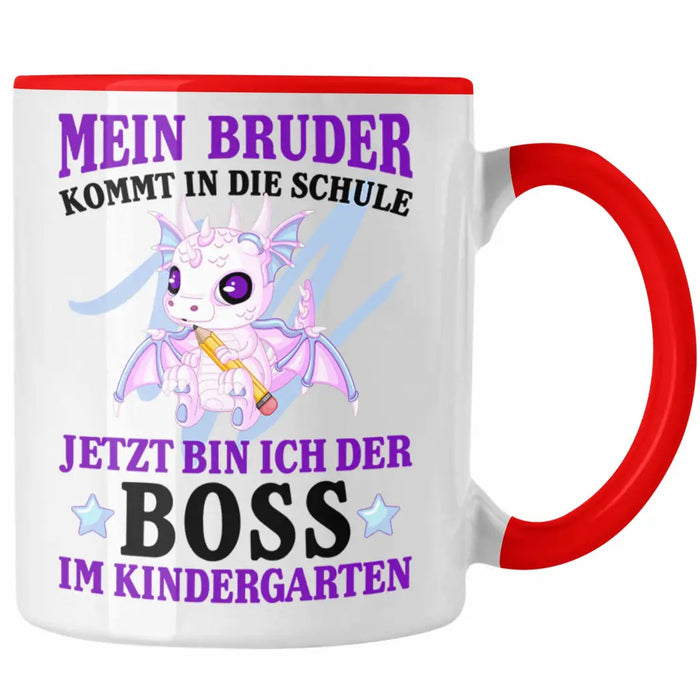Einschulung Geschenk für Schultüte Füllung Tasse Schulstart 1. Schultag Schuleinführung Schulanfang Geschenkidee Schulkind Jungs Bruder Rot Trendation