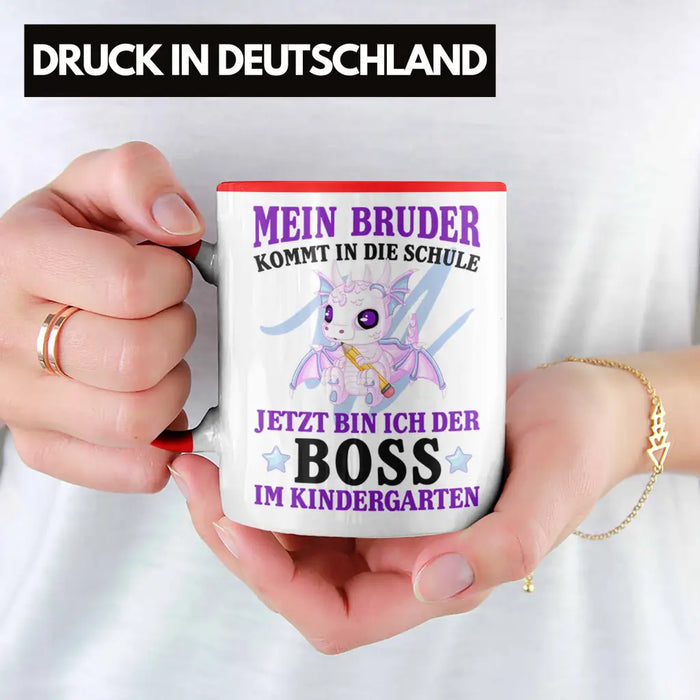 Einschulung Geschenk für Schultüte Füllung Tasse Schulstart 1. Schultag Schuleinführung Schulanfang Geschenkidee Schulkind Jungs Bruder Rot Trendation