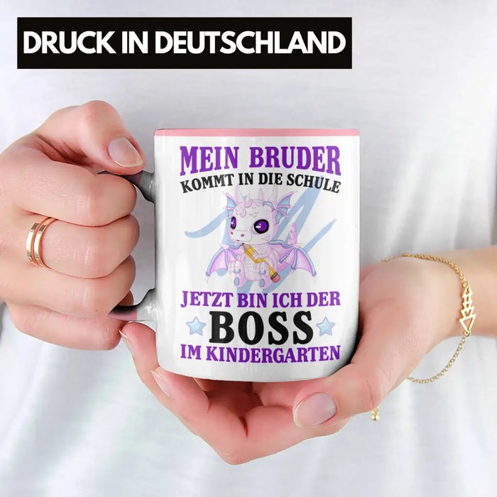 Einschulung Geschenk für Schultüte Füllung Tasse Schulstart 1. Schultag Schuleinführung Schulanfang Geschenkidee Schulkind Jungs Bruder Rosa Trendation