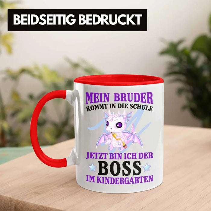 Einschulung Geschenk für Schultüte Füllung Tasse Schulstart 1. Schultag Schuleinführung Schulanfang Geschenkidee Schulkind Jungs Bruder Rot Trendation
