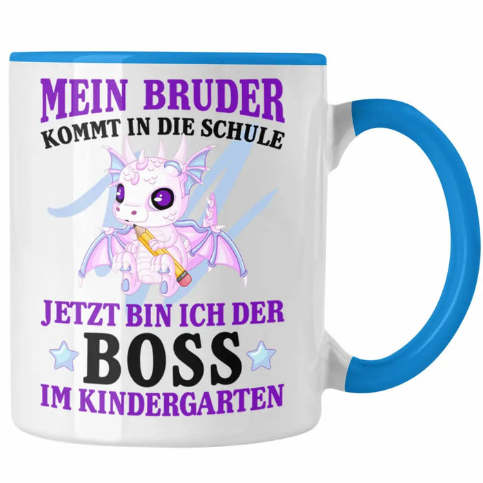 Einschulung Geschenk für Schultüte Füllung Tasse Schulstart 1. Schultag Schuleinführung Schulanfang Geschenkidee Schulkind Jungs Bruder Blau Trendation