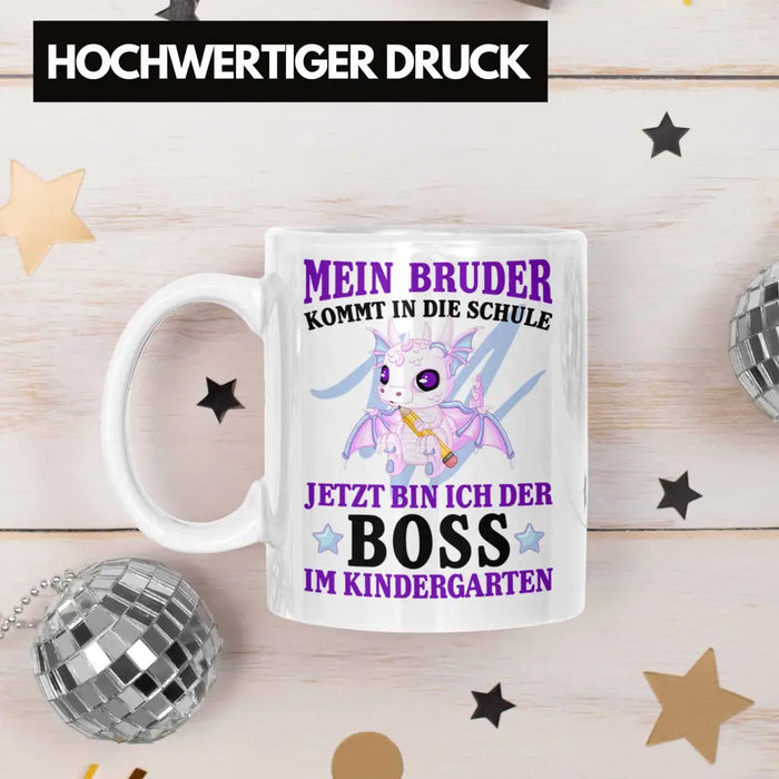 Einschulung Geschenk für Schultüte Füllung Tasse Schulstart 1. Schultag Schuleinführung Schulanfang Geschenkidee Schulkind Jungs Bruder Weiß Trendation