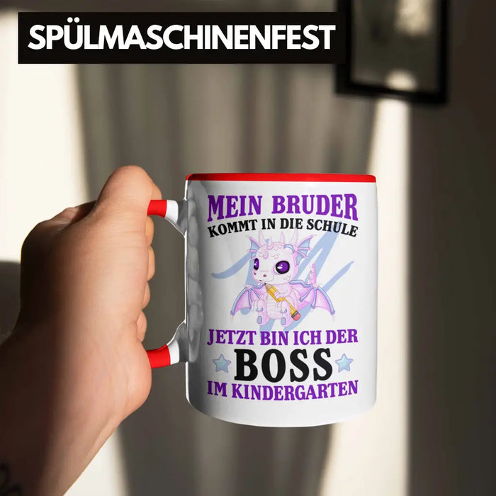 Einschulung Geschenk für Schultüte Füllung Tasse Schulstart 1. Schultag Schuleinführung Schulanfang Geschenkidee Schulkind Jungs Bruder Rot Trendation