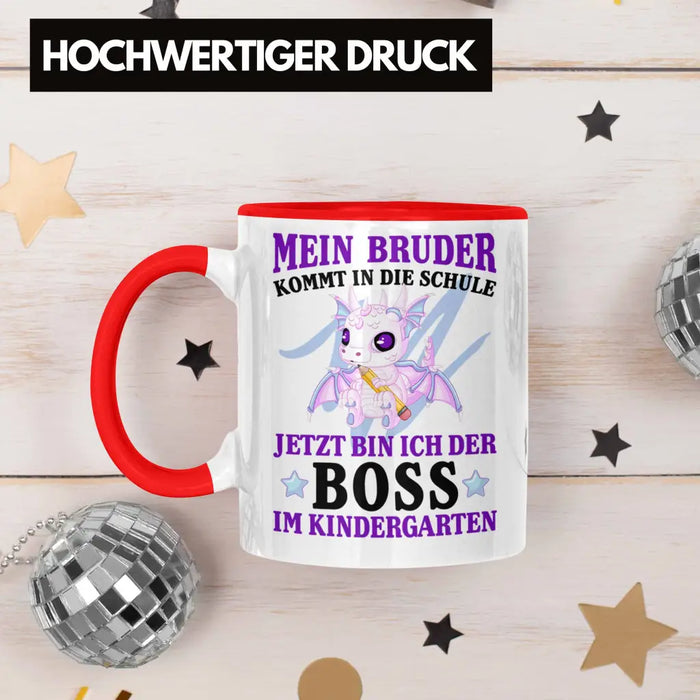 Einschulung Geschenk für Schultüte Füllung Tasse Schulstart 1. Schultag Schuleinführung Schulanfang Geschenkidee Schulkind Jungs Bruder Rot Trendation