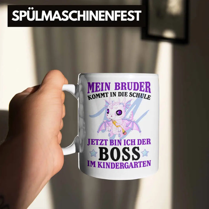 Einschulung Geschenk für Schultüte Füllung Tasse Schulstart 1. Schultag Schuleinführung Schulanfang Geschenkidee Schulkind Jungs Bruder Weiß Trendation