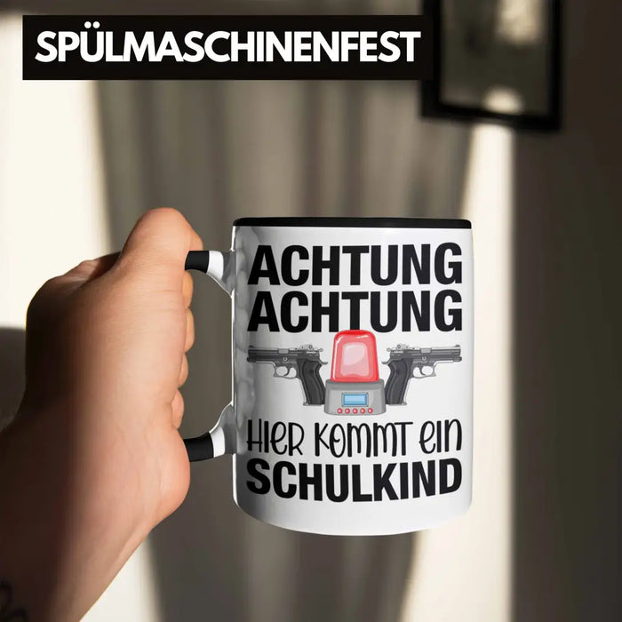 Einschulung Junge Achtung Schulkind Geschenk für Schultüte Füllung Tasse Schulstart 1. Schultag Schuleinführung Schulanfang Geschenkidee 2022 Trendation