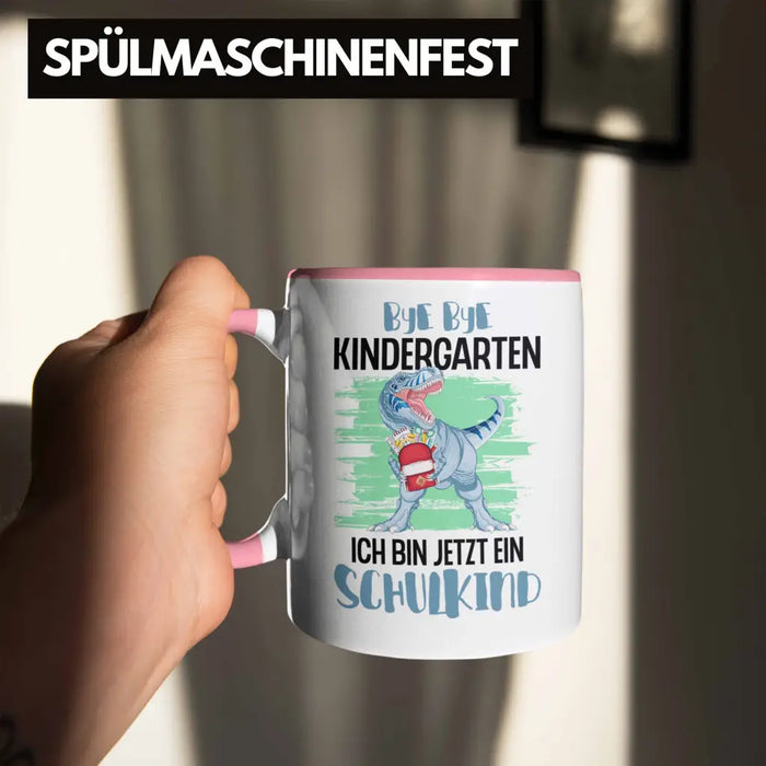 Einschulung Junge Dino Geschenk für Schultüte Füllung Tasse Schulstart 1. Schultag Schuleinführung Schulanfang Geschenkidee Schulkind 2022 Rosa Trendation