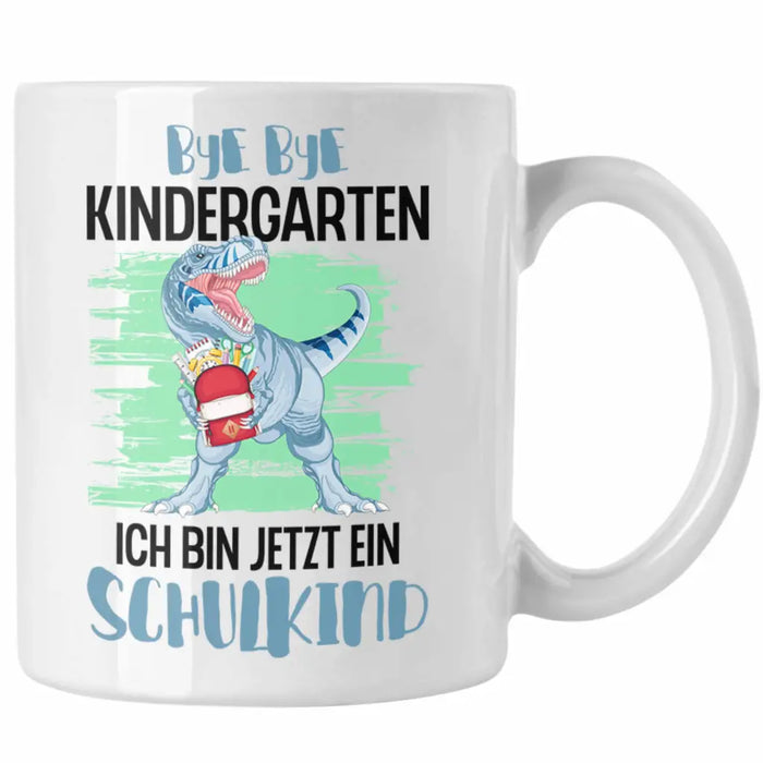 Einschulung Junge Dino Geschenk für Schultüte Füllung Tasse Schulstart 1. Schultag Schuleinführung Schulanfang Geschenkidee Schulkind 2022 Weiß Trendation