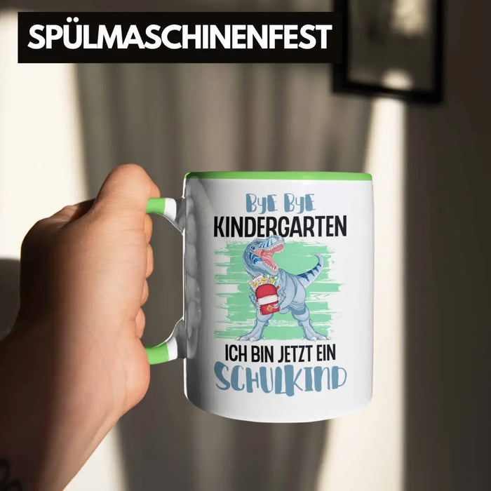 Einschulung Junge Dino Geschenk für Schultüte Füllung Tasse Schulstart 1. Schultag Schuleinführung Schulanfang Geschenkidee Schulkind 2022 Grün Trendation