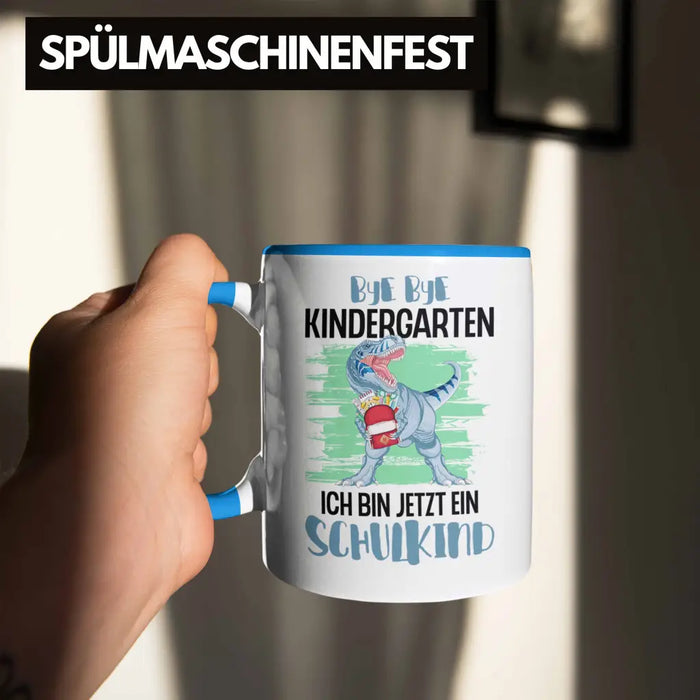 Einschulung Junge Dino Geschenk für Schultüte Füllung Tasse Schulstart 1. Schultag Schuleinführung Schulanfang Geschenkidee Schulkind 2022 Blau Trendation